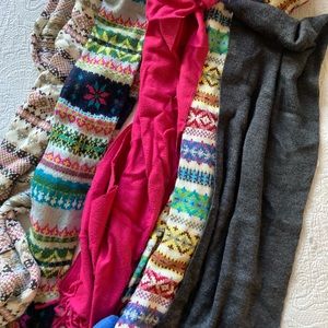 Varios colorful winter scarves (some fair isle print)